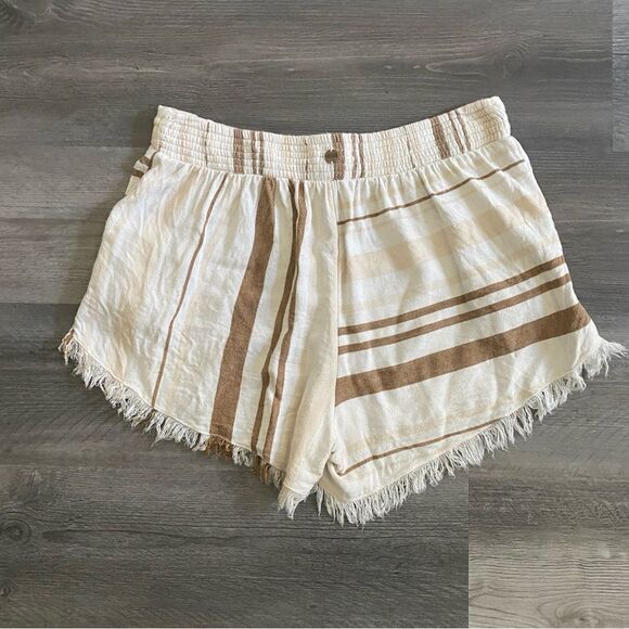 Rip Curl Shorts Brown Tan Cream Stripe Elastic Waist XL - Picture 5 of 10